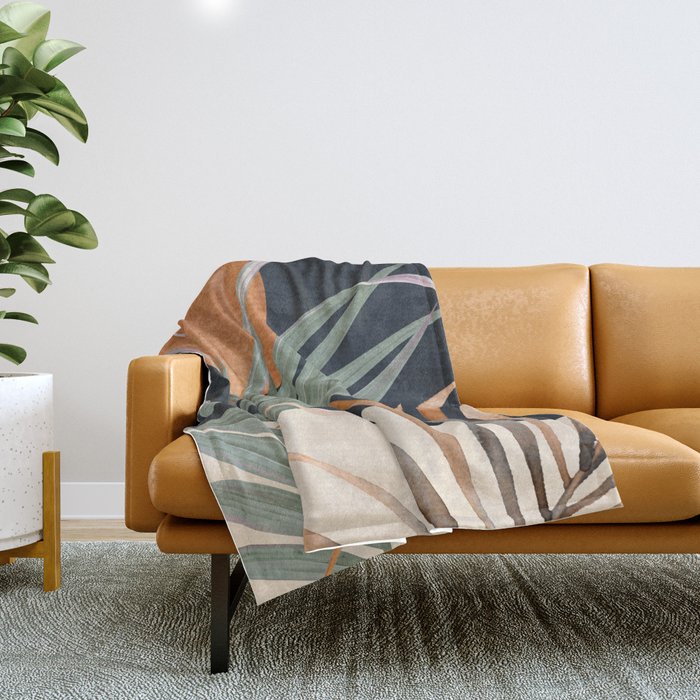 Abstract Art Tropical Leaves 120 Throw Blanket Gallery Image 1