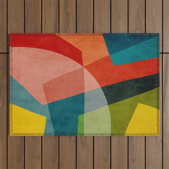 Abstract Modern Colorful Original Art Outdoor Rug Gallery Image 1