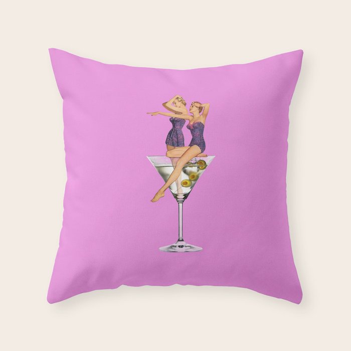 girls night pink Throw Pillow Gallery Image 1