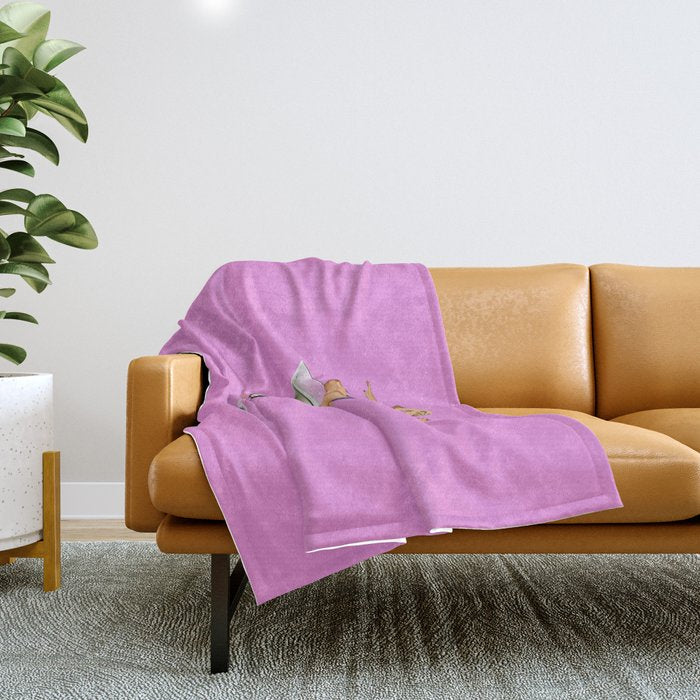 girls night pink Throw Blanket Gallery Image 1