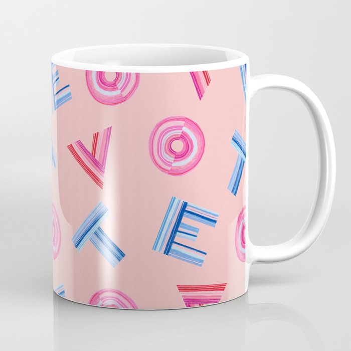 Cast Your Vote | Hand-Lettered Pattern in Peach Coffee Mug Gallery Image 1