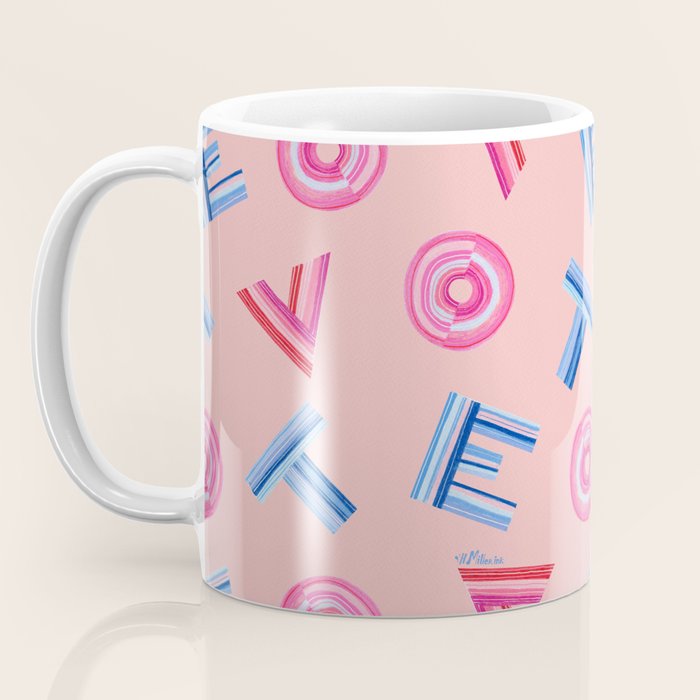 Cast Your Vote | Hand-Lettered Pattern in Peach Coffee Mug Gallery Image 3
