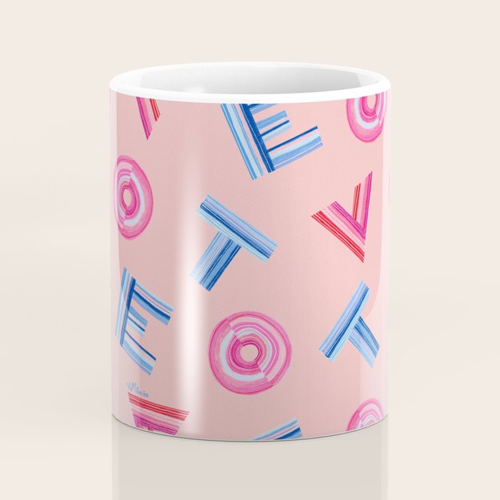 Cast Your Vote | Hand-Lettered Pattern in Peach Coffee Mug Gallery Image 4