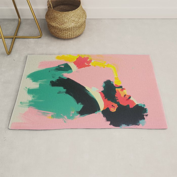Modern Jazz Musician Bold Art Rug Gallery Image 1