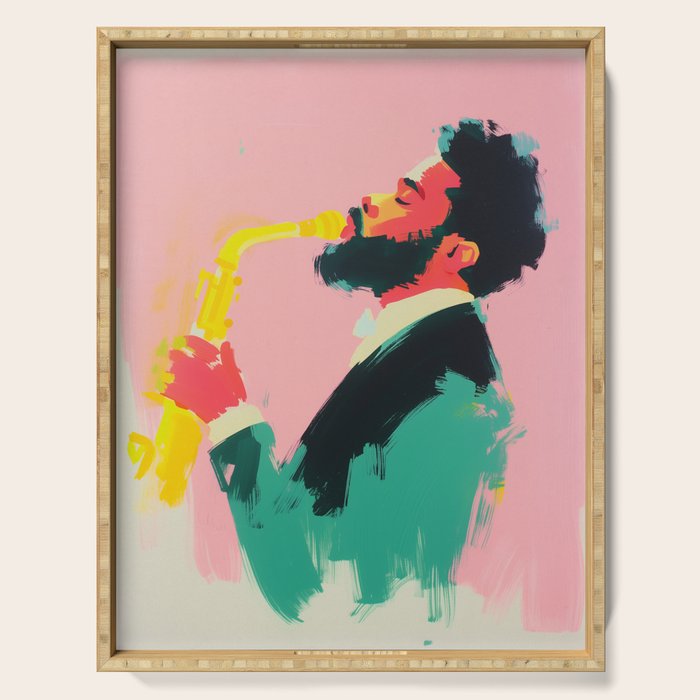 Modern Jazz Musician Bold Art Serving Tray Gallery Image 1