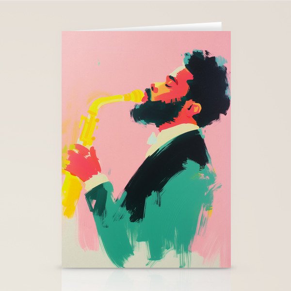 Modern Jazz Musician Bold Art Stationery Card Gallery Image 2