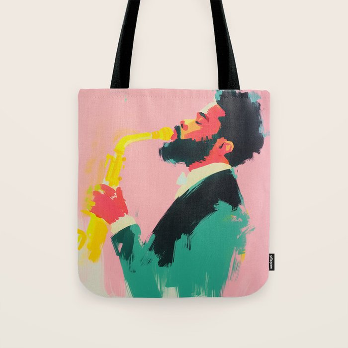 Modern Jazz Musician Bold Art Tote Bag Gallery Image 1