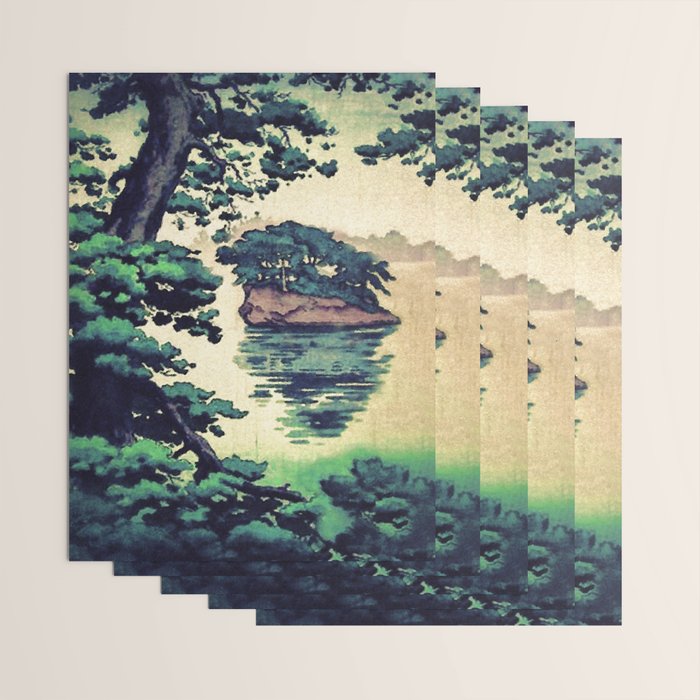 Autumn Rain in Yama - Summer Green Island Forest Ukiyoe Nature Landscape Wrapping Paper Gallery Image 3