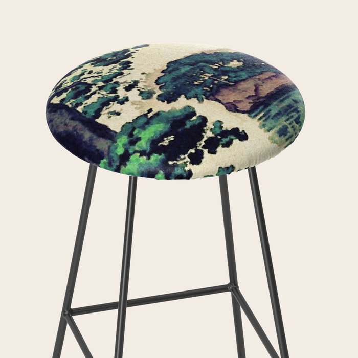 Autumn Rain in Yama - Summer Green Island Forest Ukiyoe Nature Landscape Stool Gallery Image 2