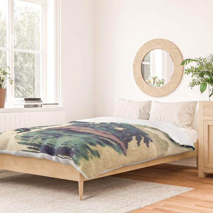 Autumn Rain in Yama - Summer Green Island Forest Ukiyoe Nature Landscape Duvet Cover Gallery Image 2