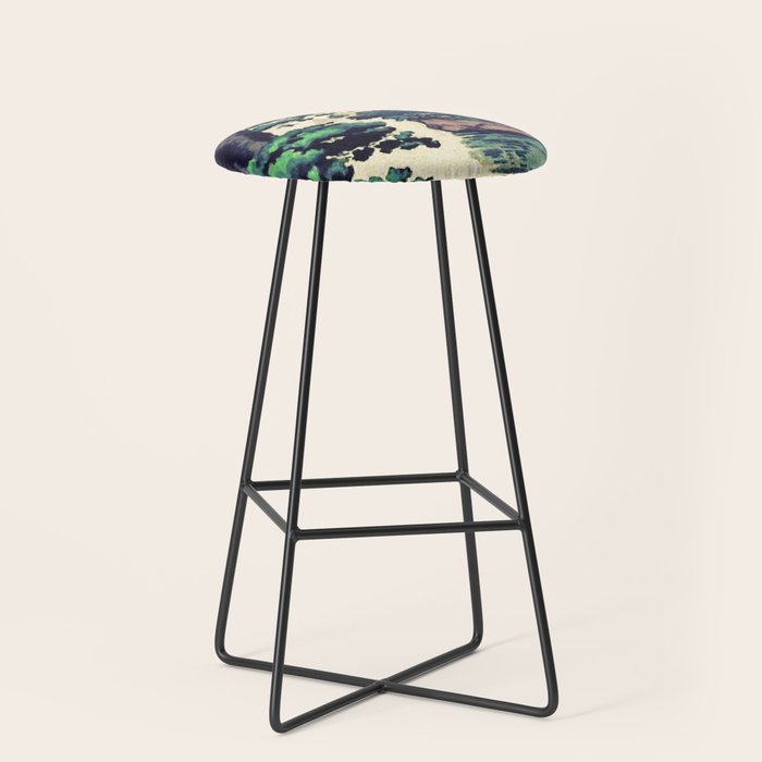 Autumn Rain in Yama - Summer Green Island Forest Ukiyoe Nature Landscape Stool Gallery Image 1