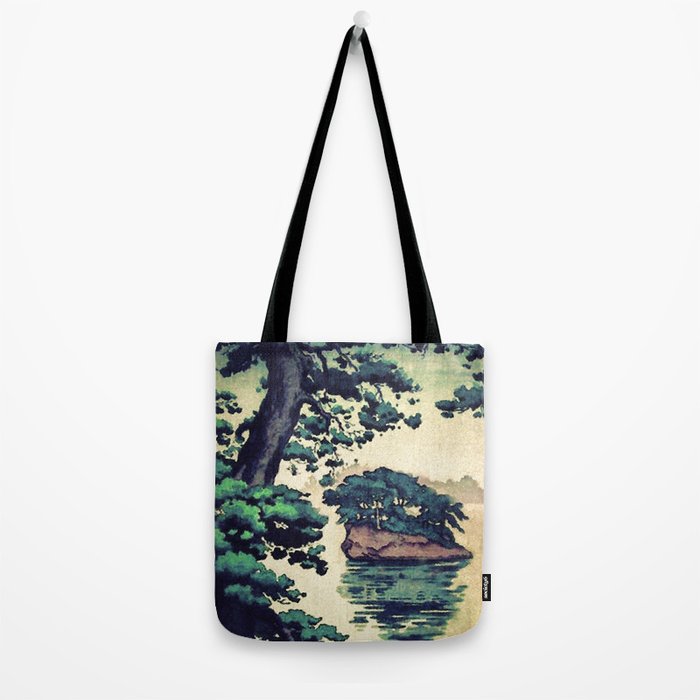 Autumn Rain in Yama - Summer Green Island Forest Ukiyoe Nature Landscape Tote Bag Gallery Image 2