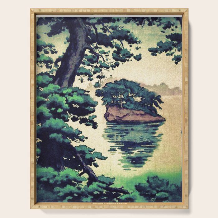 Autumn Rain in Yama - Summer Green Island Forest Ukiyoe Nature Landscape Serving Tray Gallery Image 1