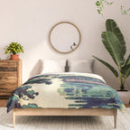 Autumn Rain in Yama - Summer Green Island Forest Ukiyoe Nature Landscape Comforter Gallery Image 3