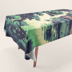 Autumn Rain in Yama - Summer Green Island Forest Ukiyoe Nature Landscape Tablecloth Gallery Image 1