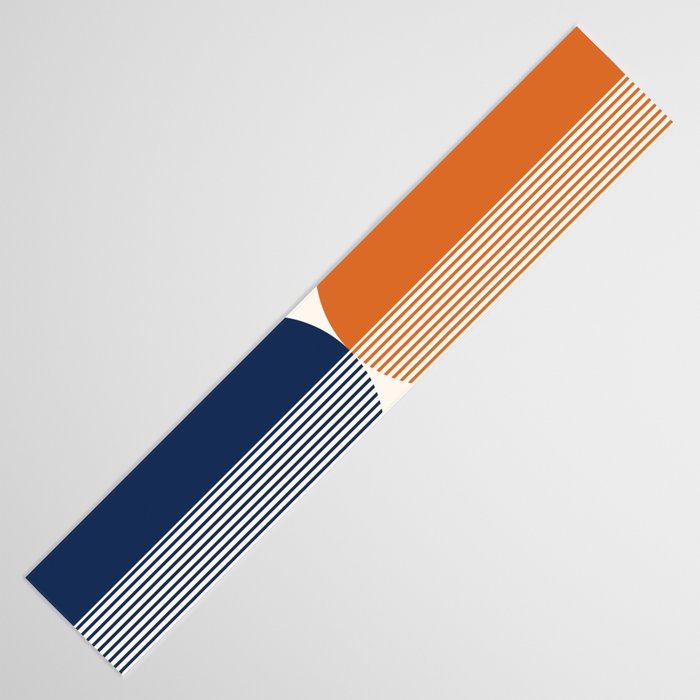 Abstraction Shapes 116 in Navy Blue Orange (Moon Phase Abstract)  Table Runner Gallery Image 3