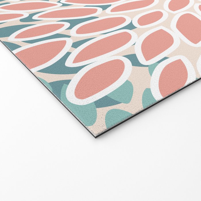 Festive, Floral Prints, Teal, Peach, Coral Welcome Mat Gallery Image 2