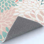 Festive, Floral Prints, Teal, Peach, Coral Rug Gallery Image 4