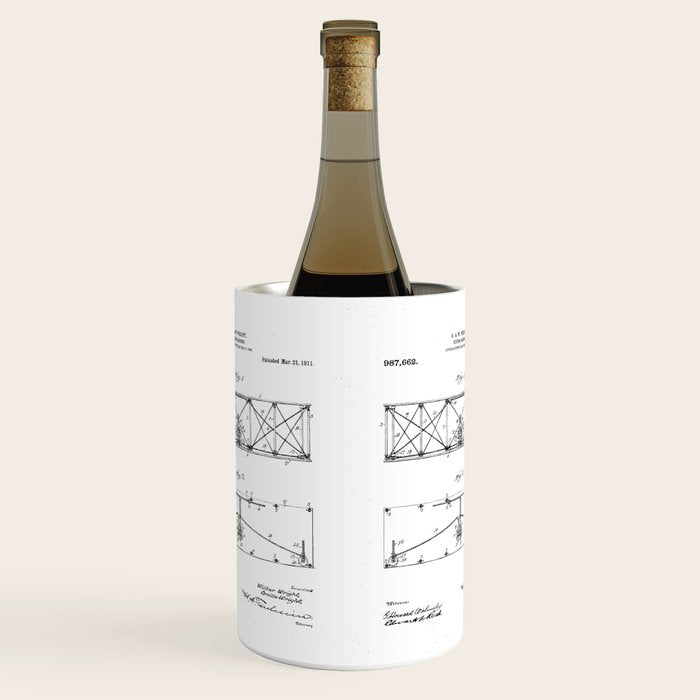 Wright Brother'S Plane Patent - Aviation Art - Black Chalkboard Wine Chiller Gallery Image 1