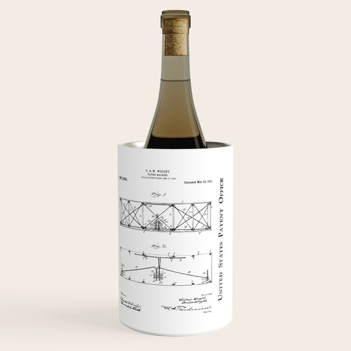 Wright Brother'S Plane Patent - Aviation Art - Black Chalkboard Wine Chiller Gallery Image 3