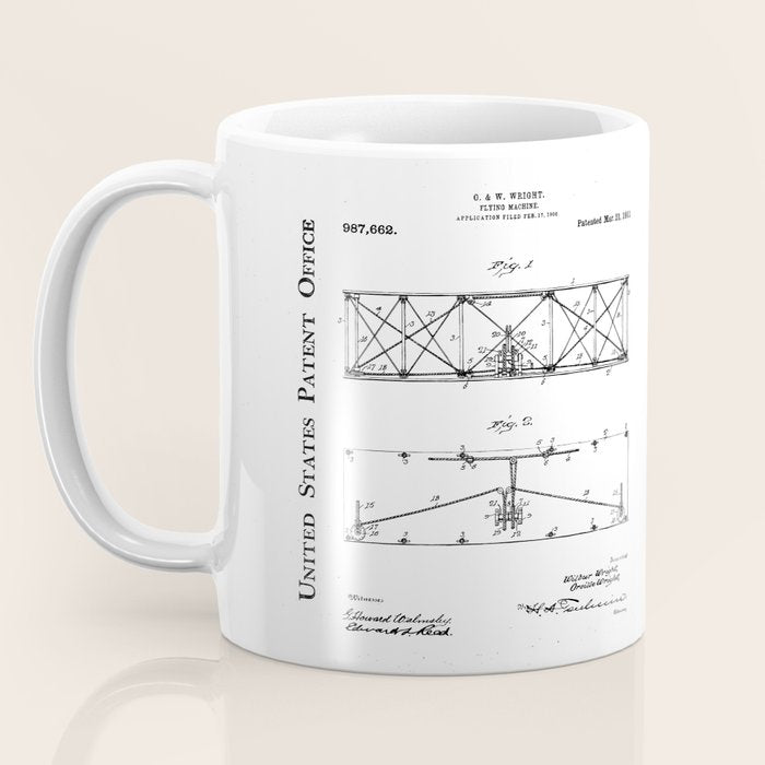 Wright Brother'S Plane Patent - Aviation Art - Black Chalkboard Coffee Mug Gallery Image 3
