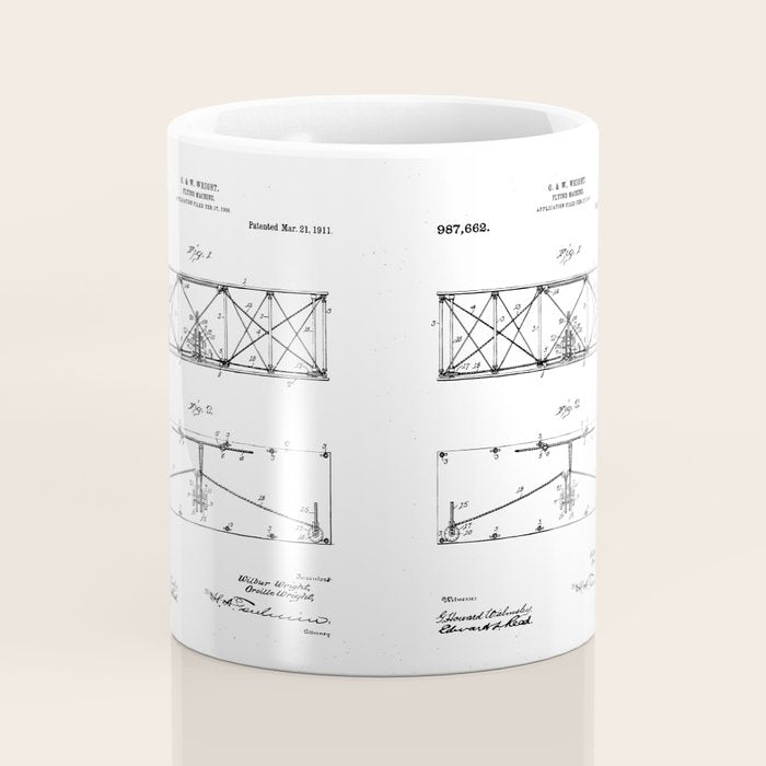 Wright Brother'S Plane Patent - Aviation Art - Black Chalkboard Coffee Mug Gallery Image 4