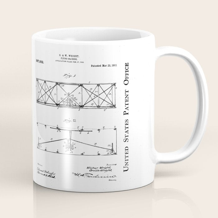 Wright Brother'S Plane Patent - Aviation Art - Black Chalkboard Coffee Mug Gallery Image 1