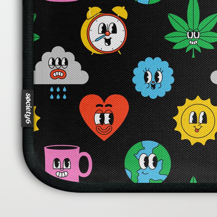 Funny retro cartoon sticker art pattern Laptop Sleeve Gallery Image 3