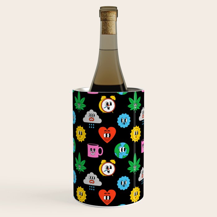 Funny retro cartoon sticker art pattern Wine Chiller Gallery Image 3