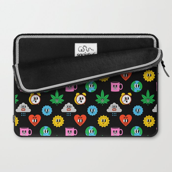 Funny retro cartoon sticker art pattern Laptop Sleeve Gallery Image 2