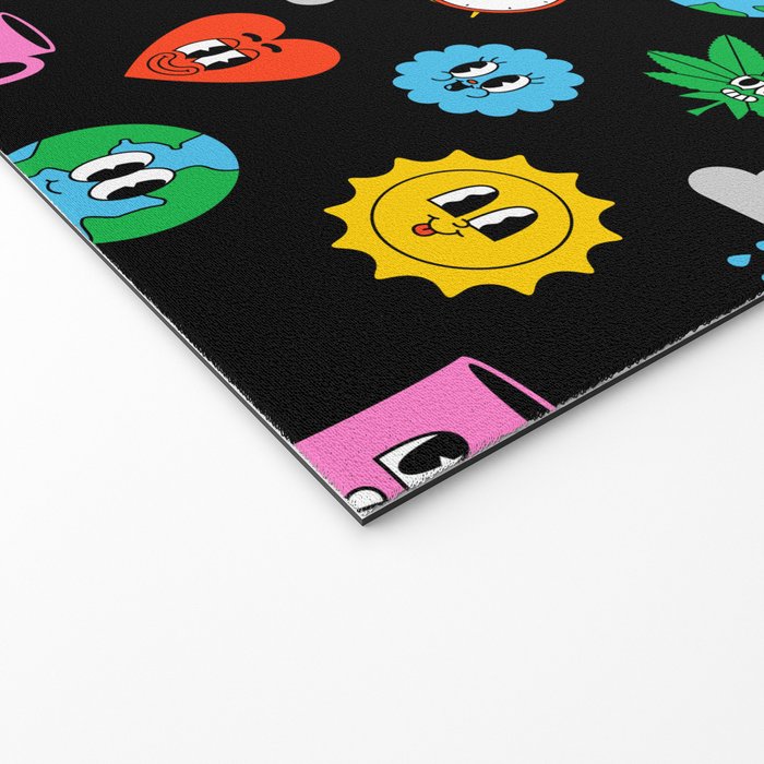Funny retro cartoon sticker art pattern Welcome Mat Gallery Image 2