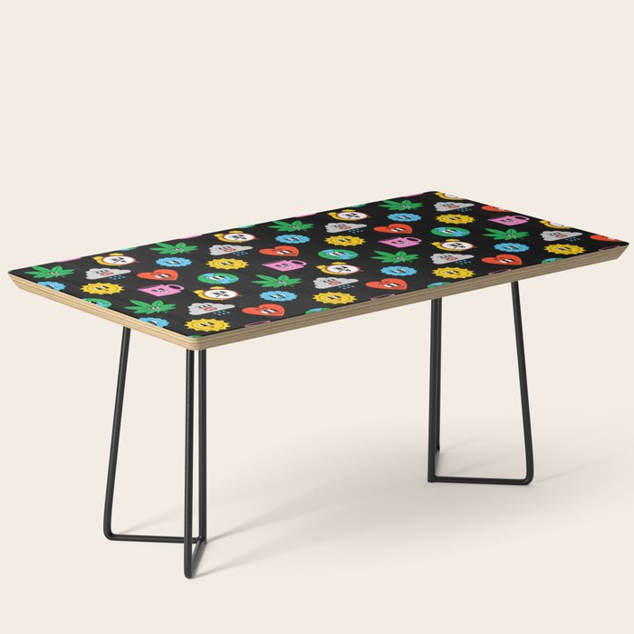 Funny retro cartoon sticker art pattern Coffee Table Gallery Image 1