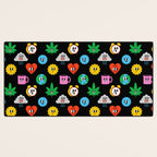 Funny retro cartoon sticker art pattern Desk Mat Gallery Image 3