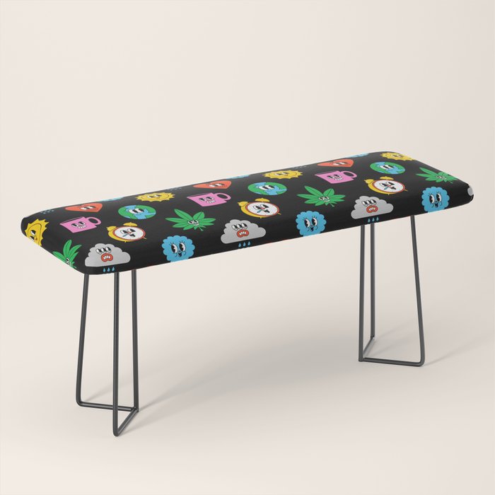 Funny retro cartoon sticker art pattern Bench Gallery Image 1