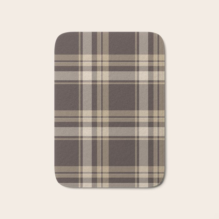 Classic Neutral Plaid Pattern Bath Mat Gallery Image 1