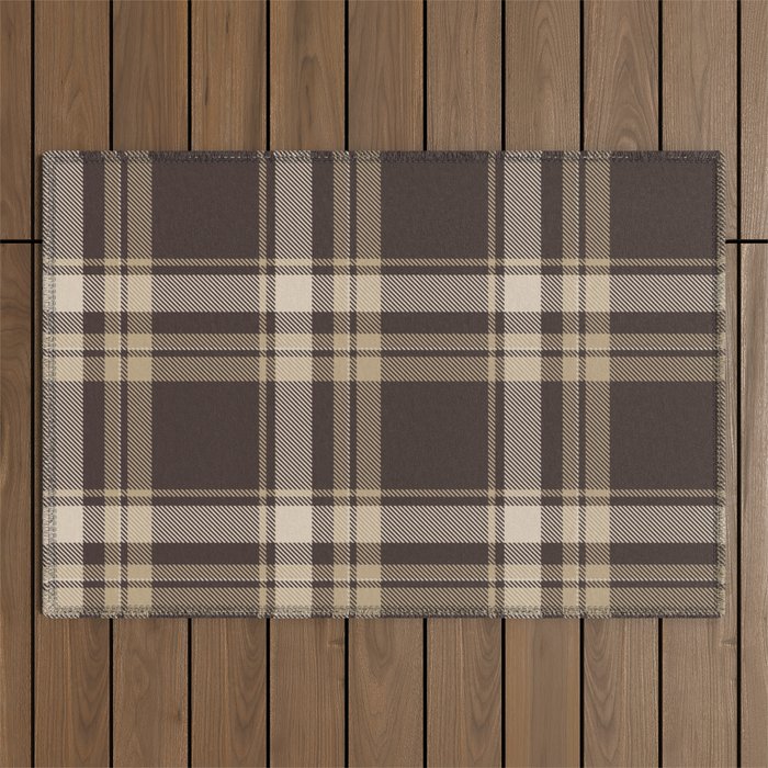 Classic Neutral Plaid Pattern Outdoor Rug Gallery Image 1