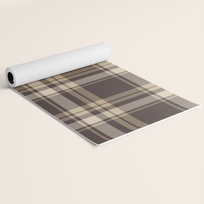 Classic Neutral Plaid Pattern Yoga Mat Gallery Image 2