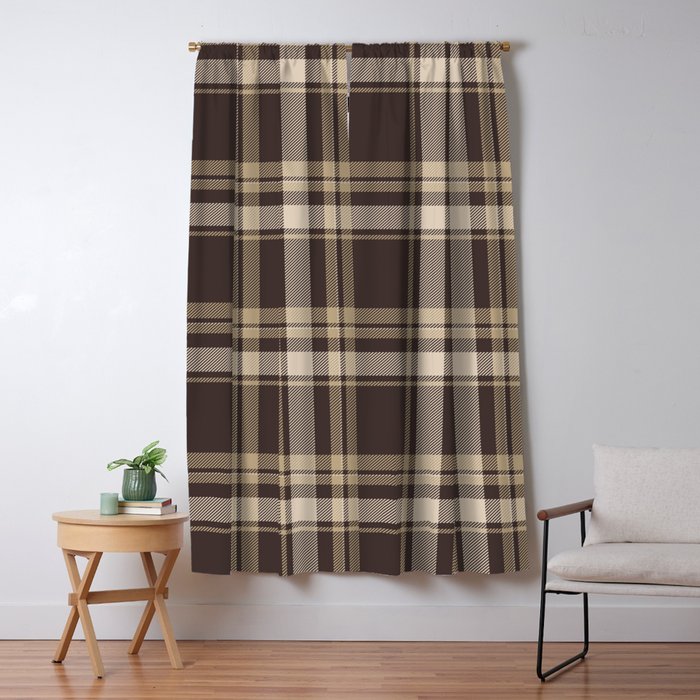 Classic Neutral Plaid Pattern Window Curtain Gallery Image 1