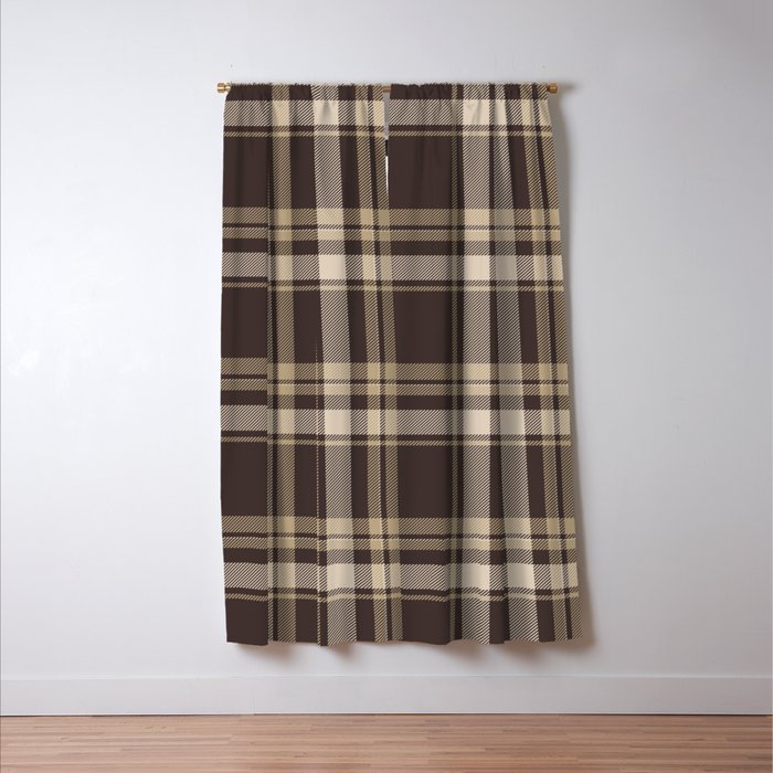 Classic Neutral Plaid Pattern Window Curtain Gallery Image 3