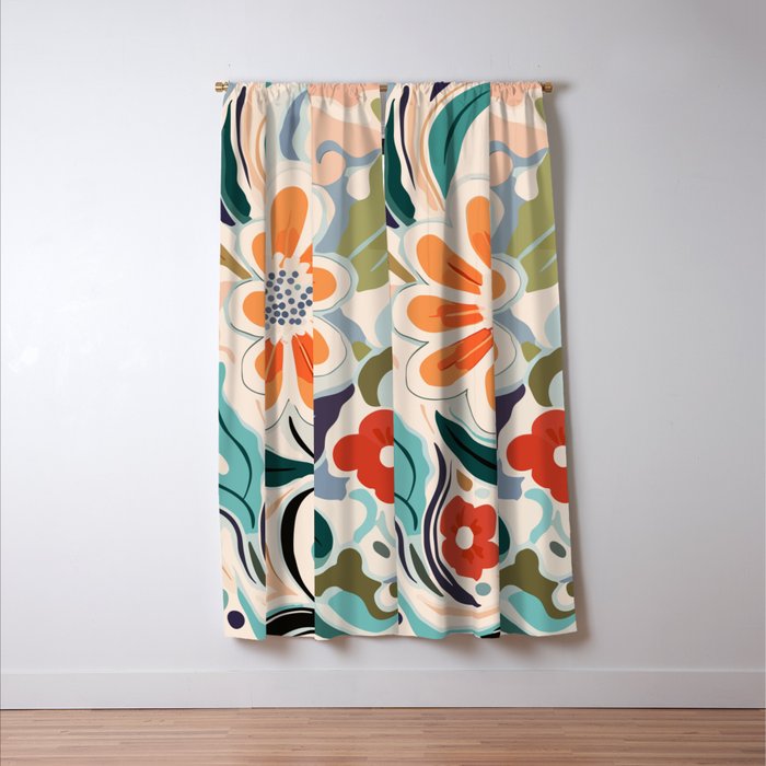 Charlotte Flower Market Print Window Curtain Gallery Image 3