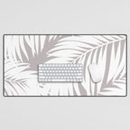 Palm Tree Fronds White on Soft Grey Hawaii Tropical Décor Desk Mat Gallery Image 1