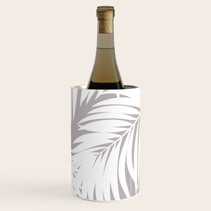 Palm Tree Fronds White on Soft Grey Hawaii Tropical Décor Wine Chiller Gallery Image 1