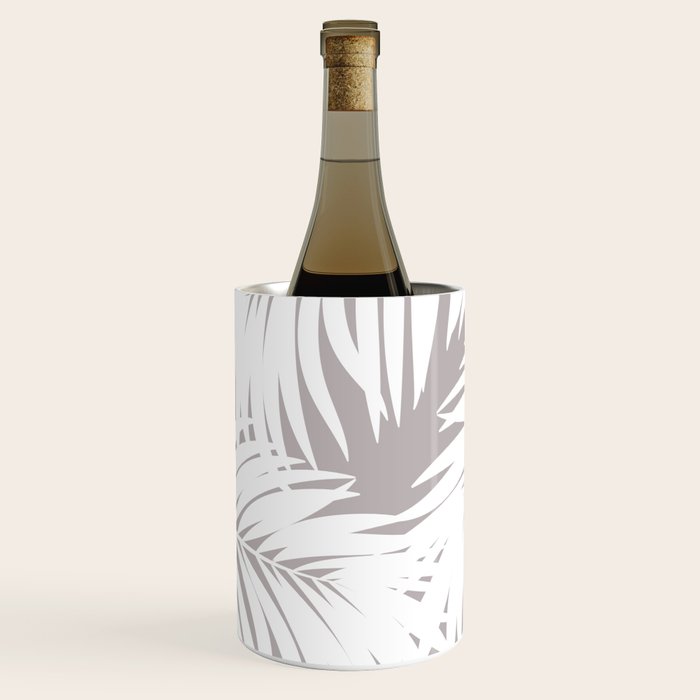 Palm Tree Fronds White on Soft Grey Hawaii Tropical Décor Wine Chiller Gallery Image 2