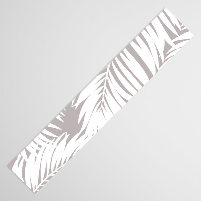 Palm Tree Fronds White on Soft Grey Hawaii Tropical Décor Table Runner Gallery Image 3
