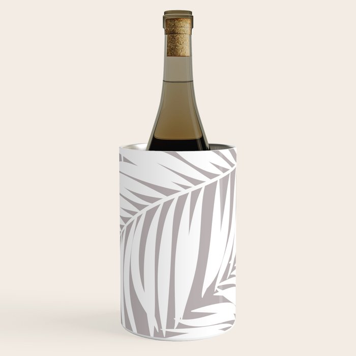 Palm Tree Fronds White on Soft Grey Hawaii Tropical Décor Wine Chiller Gallery Image 3