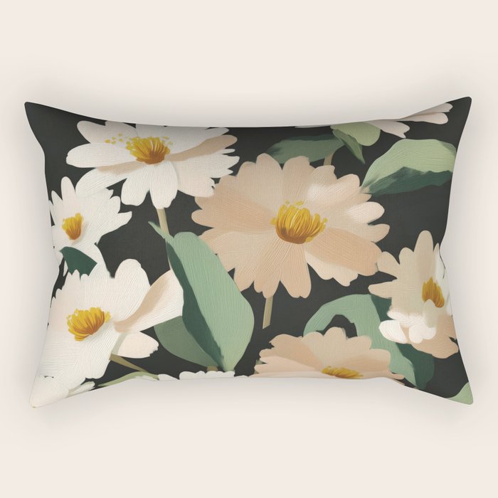 Soft Bloom Noir Rectangular Pillow Gallery Image 1