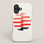 Minimalist Mid Century Circle Frame Vermillion Red Zig Zag Colorful Lightning Bolt Geometric Pattern iPhone Case Gallery Image 1