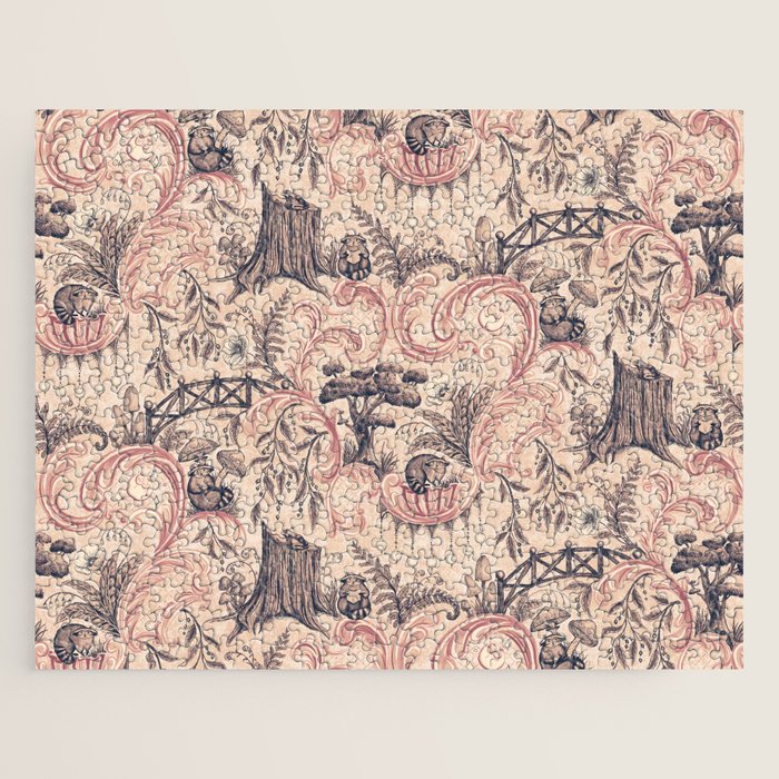 Fairytale Forest Raccoons - pink Jigsaw Puzzle Gallery Image 1
