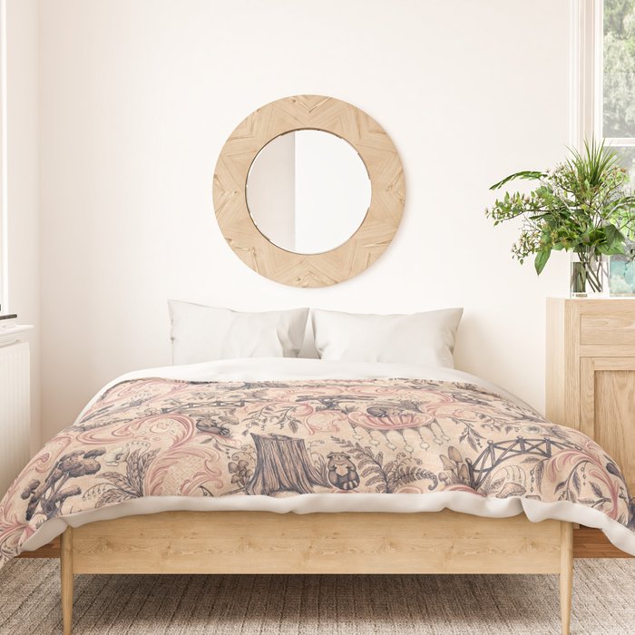 Fairytale Forest Raccoons - pink Duvet Cover Gallery Image 3