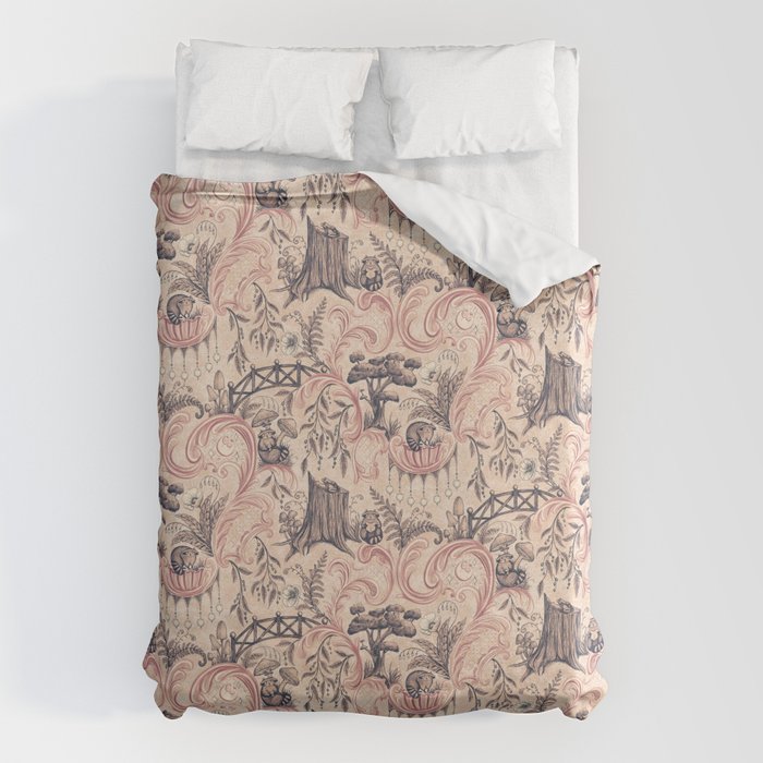 Fairytale Forest Raccoons - pink Duvet Cover Gallery Image 6